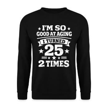50 years Humor 25 years 2 times Anniversary - Unisex Sweatshirt - black - Front - Alina (178cm) & Michal (187cm)