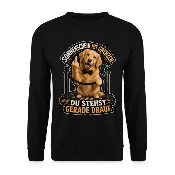 Sonnenschein mit klaren Grenzen - Unisex Pullover - Schwarz - Vorne - Alina (178cm) & Michal (187cm)