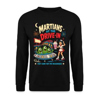 Martians at the Drive-In Diner - Unisex Sweatshirt - black - Front - Alina (178cm) & Michal (187cm)