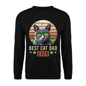 Best Cat Dad Ever Britisch Kurzhaar Russisch Blau  - Unisex Pullover - Schwarz - Vorne - Alina (178cm) & Michal (187cm)