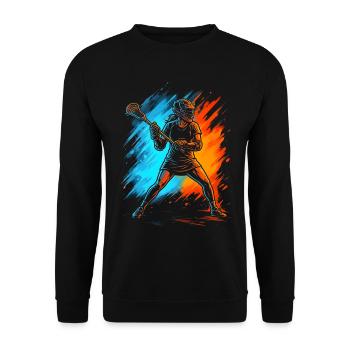Lacrosse Spieler Damen Lacrosse Mädchen Kinder - Unisex Pullover - Schwarz - Vorne - Alina (178cm) & Michal (187cm)