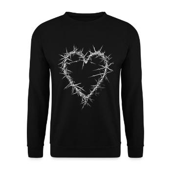 Stacheldraht Herz Barbwire Gothic Grunge Aesthetik - Unisex Pullover - Schwarz - Vorne - Alina (178cm) & Michal (187cm)