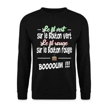 fil vert , fil rouge - Sweat-shirt Unisexe - noir - Devant - Alina (178cm) & Michal (187cm)