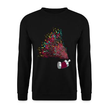 Spraydose Graffiti Kunst in Bunt - Unisex Pullover - Schwarz - Vorne - Alina (178cm) & Michal (187cm)