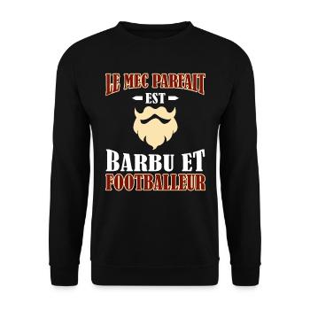 Mec Parfait Homme Barbu Footballeur - Sweat-shirt Unisexe - noir - Devant - Alina (178cm) & Michal (187cm)