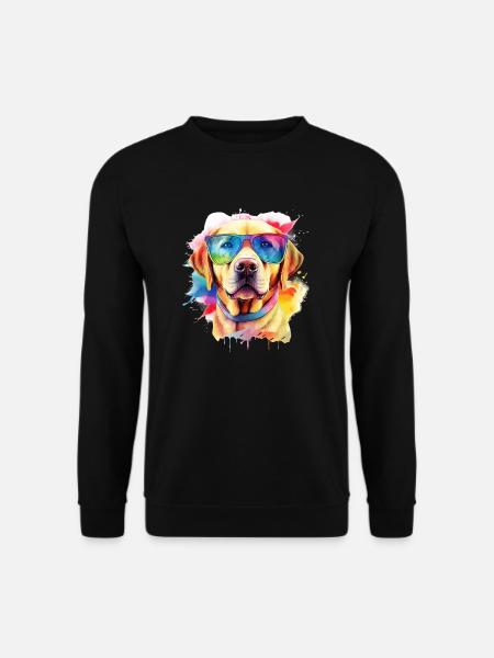 Gelber Labrador Retriever Hund mit Sonnenbrille - Unisex Pullover - Schwarz