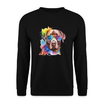 Chien brun Labrador Retriever avec lunettes de soleil - Sweat-shirt Unisexe - noir - Devant - Alina (178cm) & Michal (187cm)