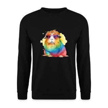 Colorful cool guinea pig with sunglasses - Unisex Sweatshirt - black - Front - Alina (178cm) & Michal (187cm)