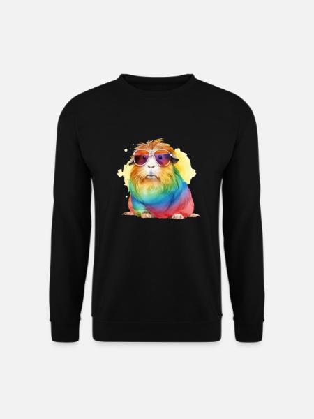 Cochon d’Inde coloré et frais avec des lunettes de soleil - Sweat-shirt Unisexe - noir