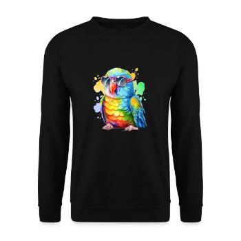 Perroquet cool coloré avec des lunettes de soleil - Sweat-shirt Unisexe - noir - Devant - Alina (178cm) & Michal (187cm)