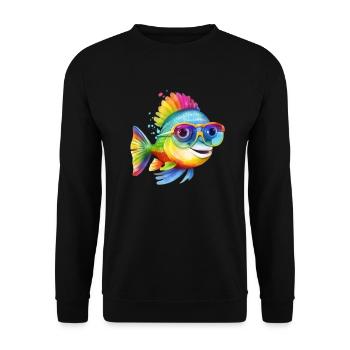 Poisson frais coloré avec des lunettes de soleil - Sweat-shirt Unisexe - noir - Devant - Alina (178cm) & Michal (187cm)