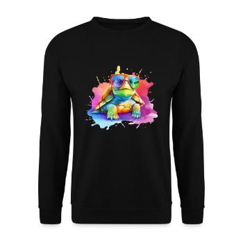 Tortue colorée et cool avec des lunettes de soleil - Sweat-shirt Unisexe - noir - Devant - Alina (178cm) & Michal (187cm)