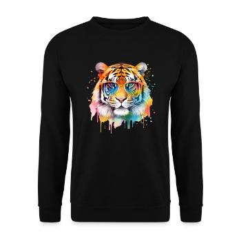 Tigre cool coloré avec des lunettes de soleil - Sweat-shirt Unisexe - noir - Devant - Alina (178cm) & Michal (187cm)