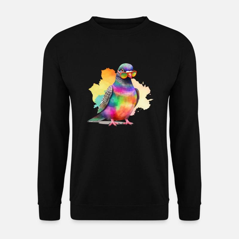 Bunte coole Taube mit Sonnenbrille - Unisex Pullover - Schwarz