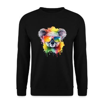 Bunter cooler Koala mit Sonnenbrille - Unisex Pullover - Schwarz - Vorne - Alina (178cm) & Michal (187cm)