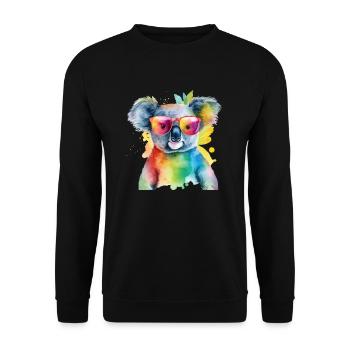 Bunter cooler Koala mit Sonnenbrille - Unisex Pullover - Schwarz - Vorne - Alina (178cm) & Michal (187cm)