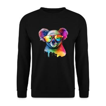 Bunter cooler Koala mit Sonnenbrille - Unisex Pullover - Schwarz - Vorne - Alina (178cm) & Michal (187cm)