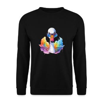 Colorful cool swan with sunglasses - Unisex Sweatshirt - black - Front - Alina (178cm) & Michal (187cm)