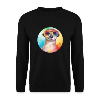 Colorful cool meerkat with sunglasses - Unisex Sweatshirt - black - Front - Alina (178cm) & Michal (187cm)
