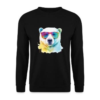 Ours polaire coloré et cool avec des lunettes de soleil - Sweat-shirt Unisexe - noir - Devant - Alina (178cm) & Michal (187cm)
