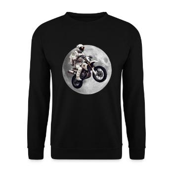 Astronaut auf Motorrad Motorradfahrer Biker - Unisex Pullover - Schwarz - Vorne - Alina (178cm) & Michal (187cm)