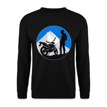 Motorrad Silhouette Motorradfahrer Motorrad Biker - Unisex Pullover - Schwarz - Vorne - Alina (178cm) & Michal (187cm)