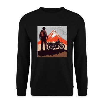 Motorrad Berge Motorradfahrer Motorrad Biker - Unisex Pullover - Schwarz - Vorne - Alina (178cm) & Michal (187cm)
