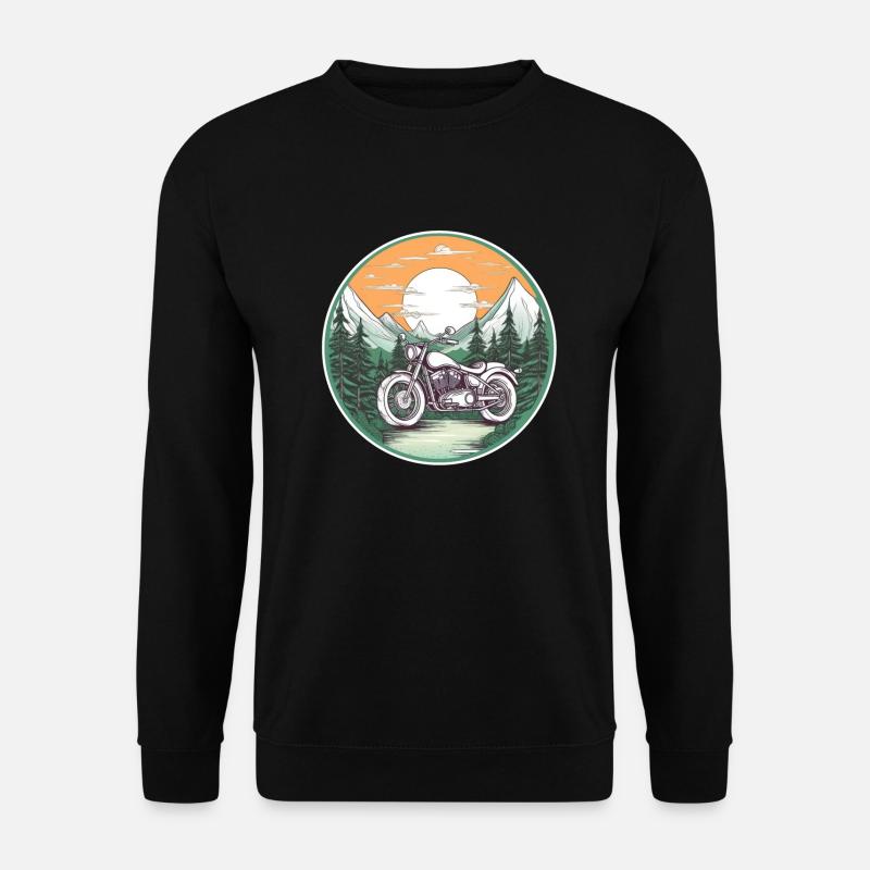 Motorrad Tour im Grünen Motorradfahrer Biker - Unisex Pullover - Schwarz