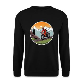 Motorrad-Abenteuer Motorradfahrer Motorrad Biker - Unisex Pullover - Schwarz - Vorne - Alina (178cm) & Michal (187cm)