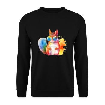 Colorful cool squirrel with sunglasses - Unisex Sweatshirt - black - Front - Alina (178cm) & Michal (187cm)