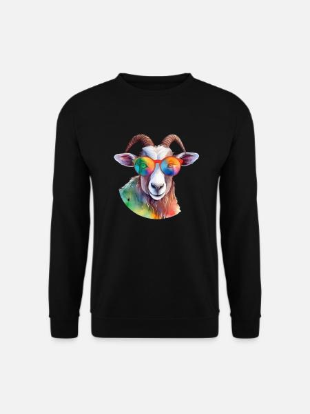 Chèvre colorée cool avec des lunettes de soleil - Sweat-shirt Unisexe - noir