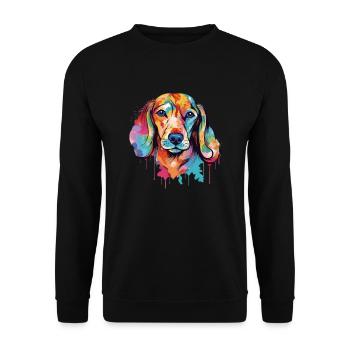 Aquarelle de chien teckel coloré cool - Sweat-shirt Unisexe - noir - Devant - Alina (178cm) & Michal (187cm)