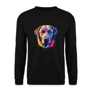 Cooler und bunter Labrador Retriever Hund - Unisex Pullover - Schwarz - Vorne - Alina (178cm) & Michal (187cm)