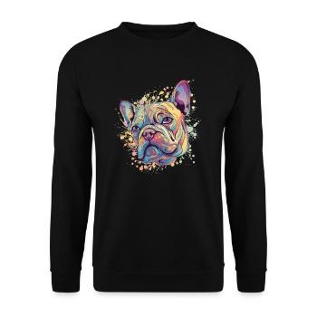 Mignon chien bouledogue français coloré - Sweat-shirt Unisexe - noir - Devant - Alina (178cm) & Michal (187cm)