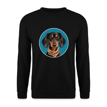 Teckel cool avec foulard pour les amoureux des chiens - Sweat-shirt Unisexe - noir - Devant - Alina (178cm) & Michal (187cm)