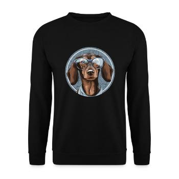 Mignon teckel avec chien et lunettes chien - Sweat-shirt Unisexe - noir - Devant - Alina (178cm) & Michal (187cm)