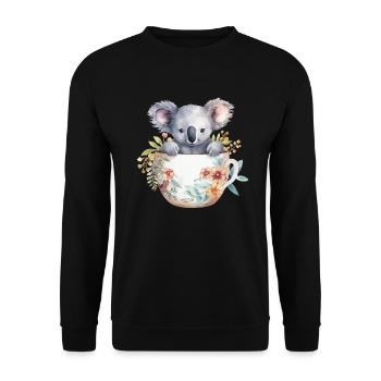 Koala mignon et mignon avec des fleurs dans une tasse - Sweat-shirt Unisexe - noir - Devant - Alina (178cm) & Michal (187cm)