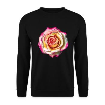Fleurs Rose Jaune Turquoise Fête des mères Saint-Valentin - Sweat-shirt Unisexe - noir - Devant - Alina (178cm) & Michal (187cm)