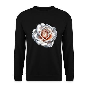 Fleurs Rose Blanc Gris Fête des mères Saint-Valentin - Sweat-shirt Unisexe - noir - Devant - Alina (178cm) & Michal (187cm)