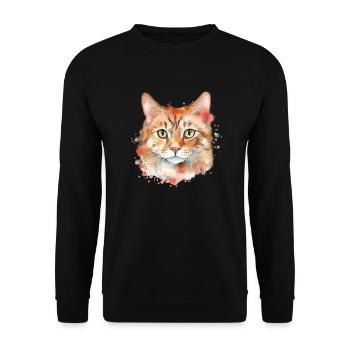 Niedliche & süße rote Katze Katzer - Unisex Pullover - Schwarz - Vorne - Alina (178cm) & Michal (187cm)