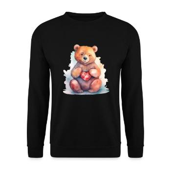 Cute & cute bear with heart love brown bear - Unisex Sweatshirt - black - Front - Alina (178cm) & Michal (187cm)
