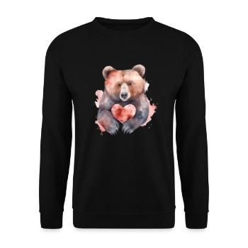 Mignon mignon Brown Bear Heart Love Teddy - Sweat-shirt Unisexe - noir - Devant - Alina (178cm) & Michal (187cm)