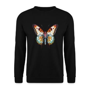Exotic colorful butterfly - Unisex Sweatshirt - black - Front - Alina (178cm) & Michal (187cm)