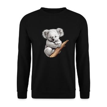 Süßer Koala mit Stamm Tier Australien Koala-Bär - Unisex Pullover - Schwarz - Vorne - Alina (178cm) & Michal (187cm)