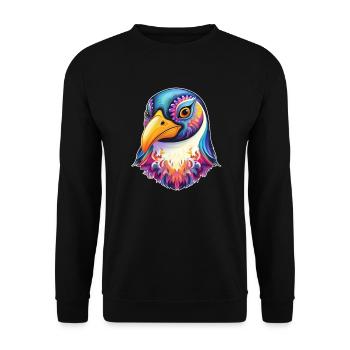 Cool Penguin Bird Face Colorful - Unisex Sweatshirt - black - Front - Alina (178cm) & Michal (187cm)