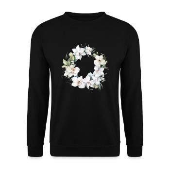 Plantes Couronne de fleurs Fleurs Orchidée Mariage blanc - Sweat-shirt Unisexe - noir - Devant - Alina (178cm) & Michal (187cm)