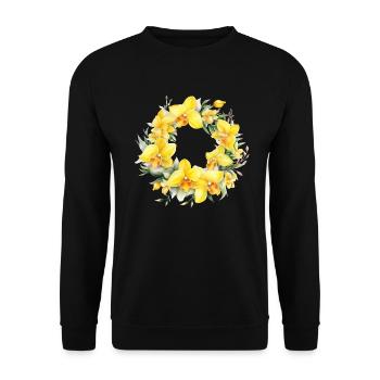 Plantes Couronne de fleurs Fleurs Orchidée Mariage jaune - Sweat-shirt Unisexe - noir - Devant - Alina (178cm) & Michal (187cm)