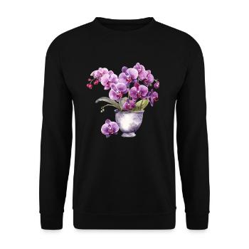 Plantes Fleurs Fleurs Orchidée Rose Rose Mariage - Sweat-shirt Unisexe - noir - Devant - Alina (178cm) & Michal (187cm)