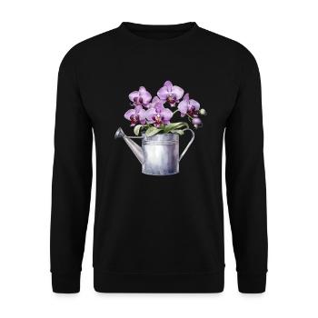 Fleurs Fleurs Orchidée Rose Mariage Arrosoir - Sweat-shirt Unisexe - noir - Devant - Alina (178cm) & Michal (187cm)