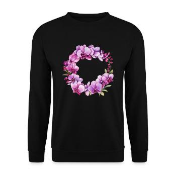 Couronne de Fleurs Orchidée Rose Rose Mariage - Sweat-shirt Unisexe - noir - Devant - Alina (178cm) & Michal (187cm)